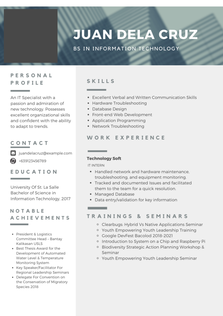 Fresh Graduate Resume Sample Philippines 2022 Free Templates